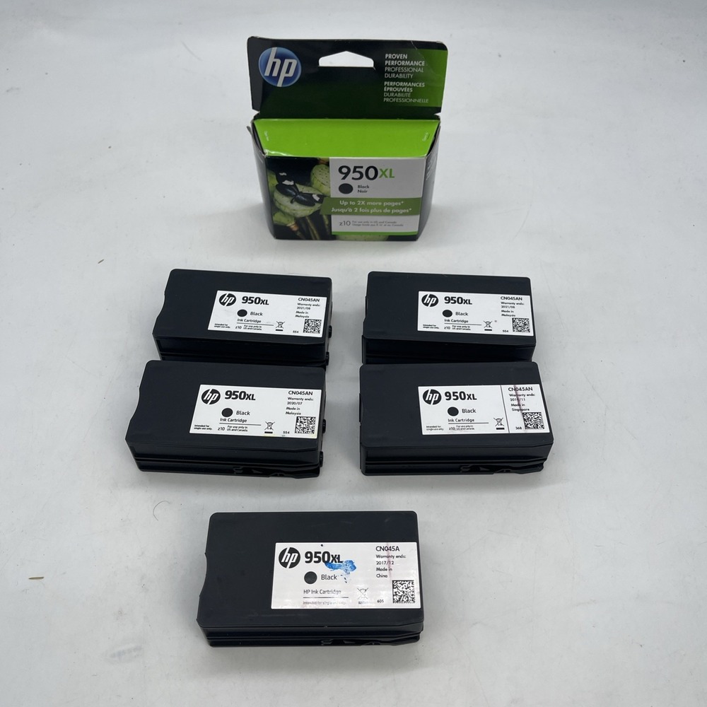 HP 950xl Printer Ink Lot of 6 1 Sealed 5 Open Unused Brand New 6 Black Cartridge